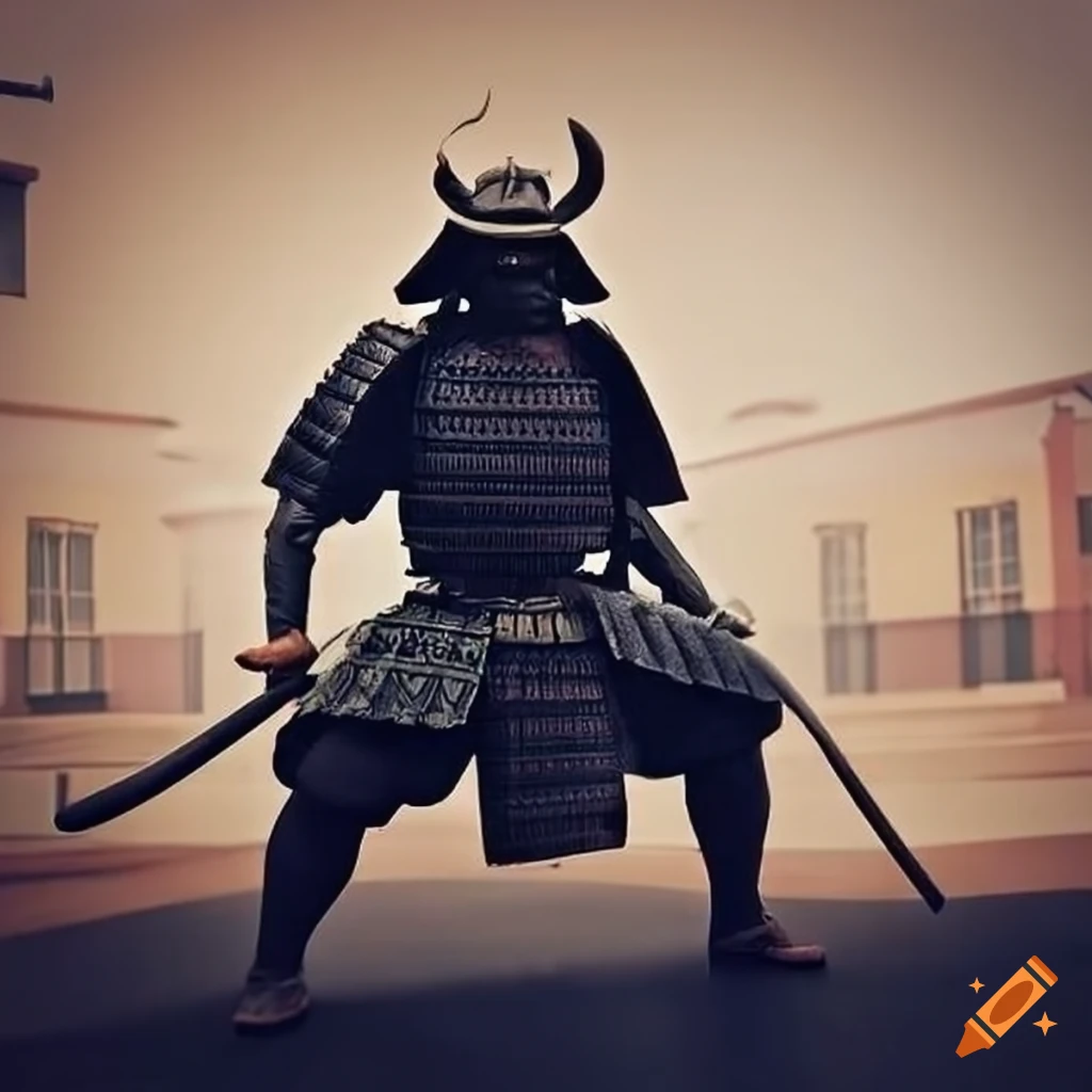 samurai standing in front of a school