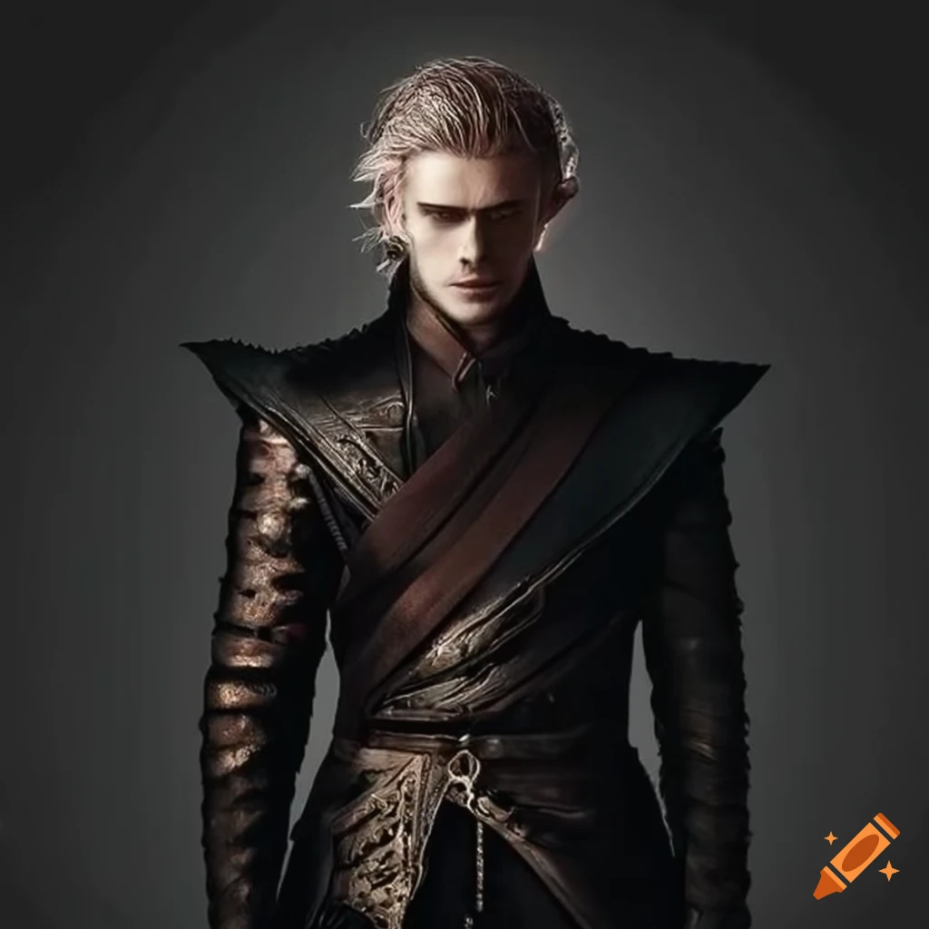stylish male Targaryen in a black jacket