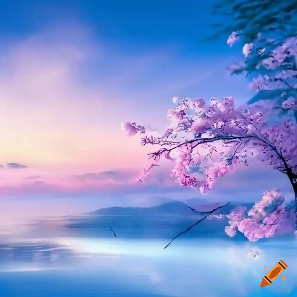 bright and beautiful sakura landscape
