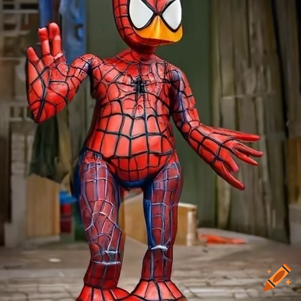funny Spiderman made of ducks