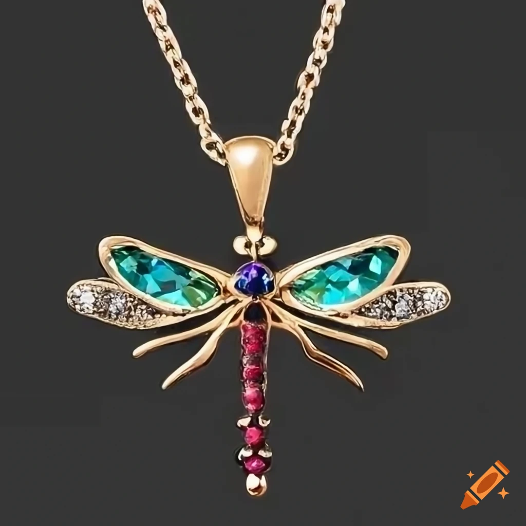 vintage dragonfly pendant necklace
