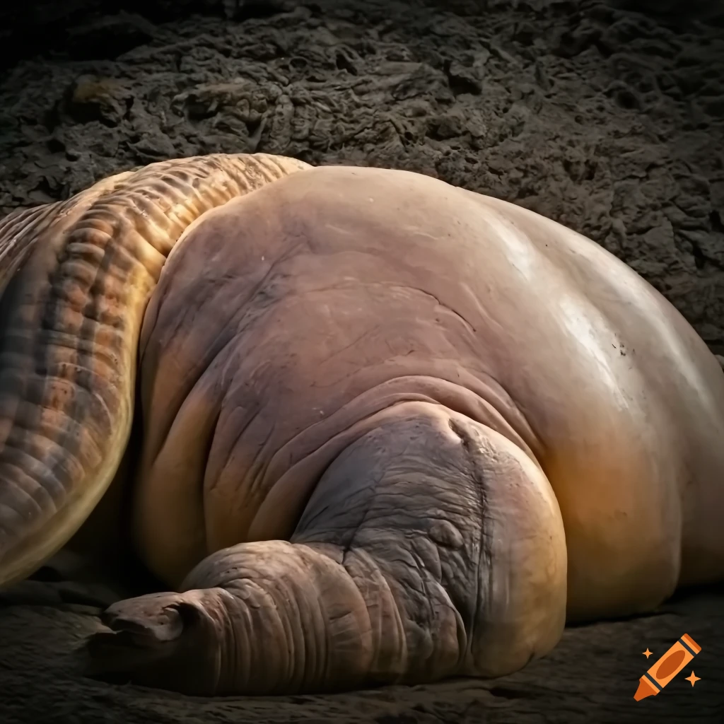 anthropomorphic apatosaurus laying on a pile