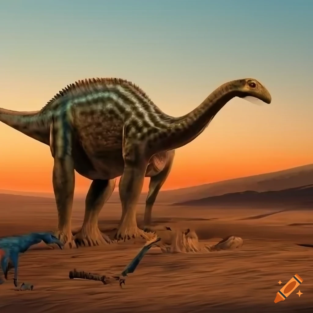 striking illustration of a colorful duckbilled hadrosaur dinosaur