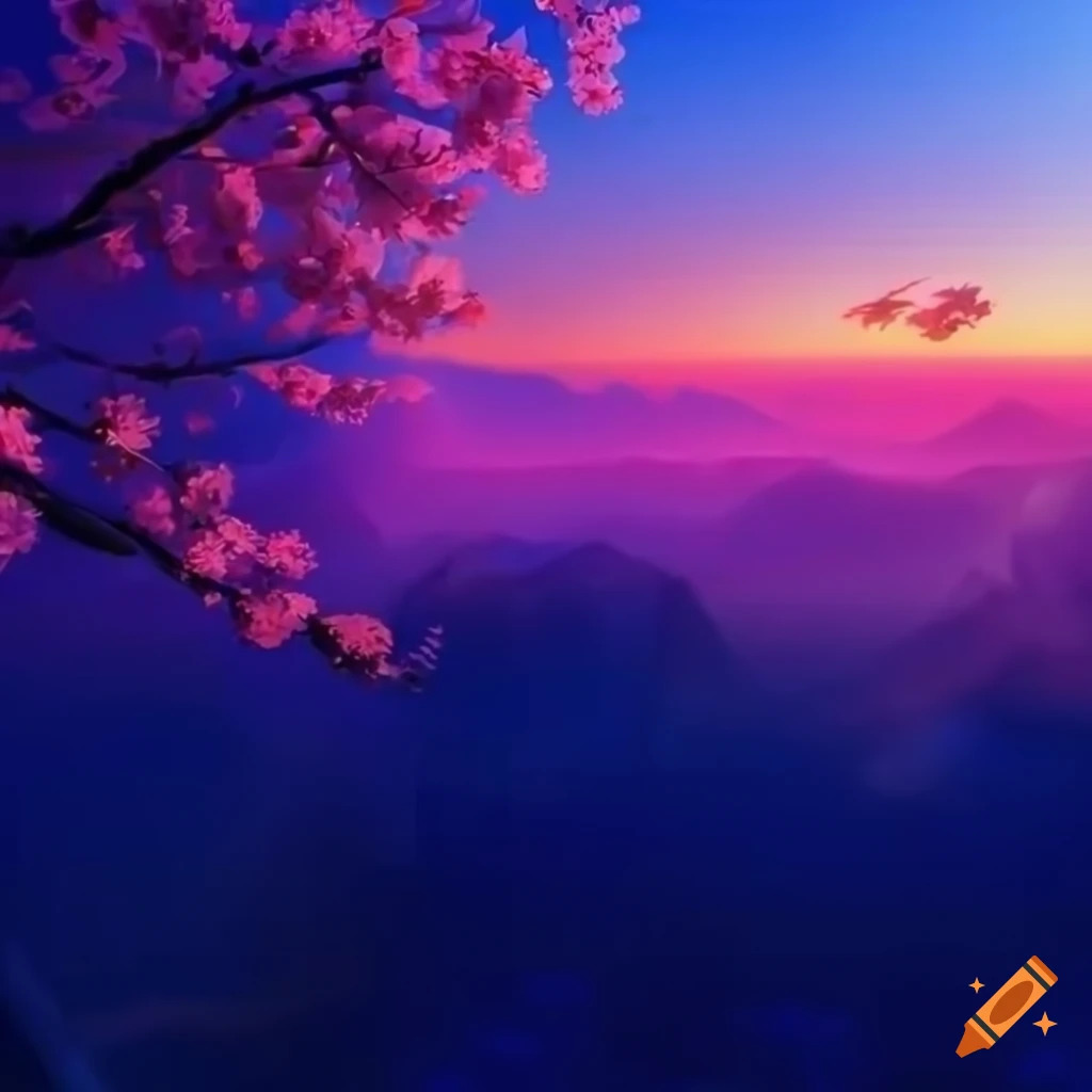 sakura blossoms in a bright and dreamy landscape