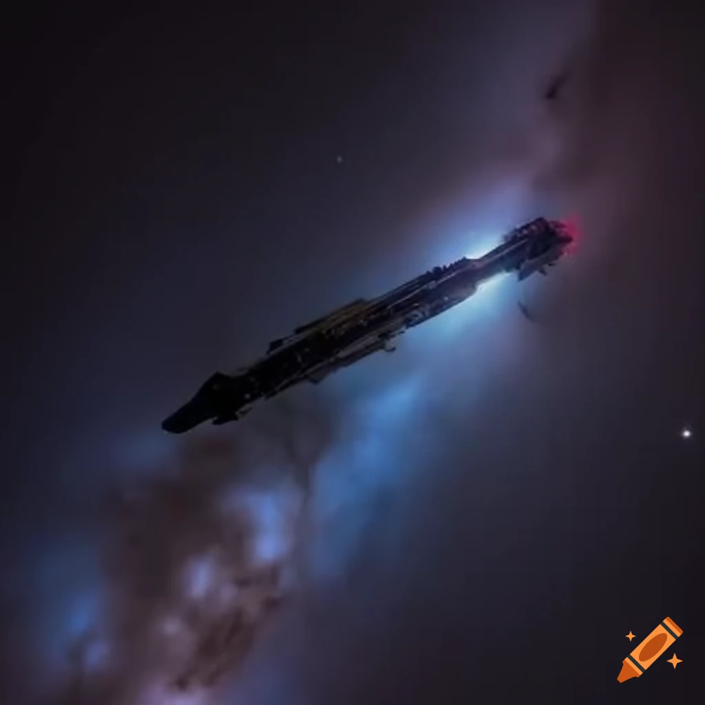 image of a modular starship in space