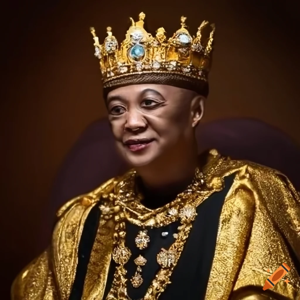 image of a majestic king in golden robes and crown
