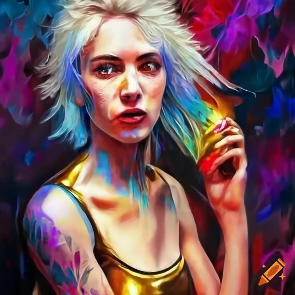 cyberpunk fashion woman on subway