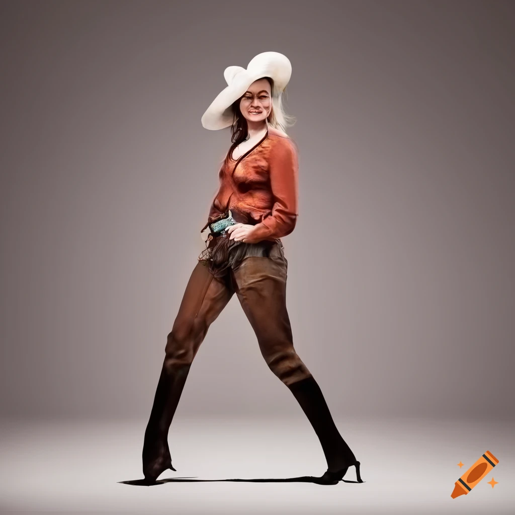 portrait of a cowgirl from a top-down perspective