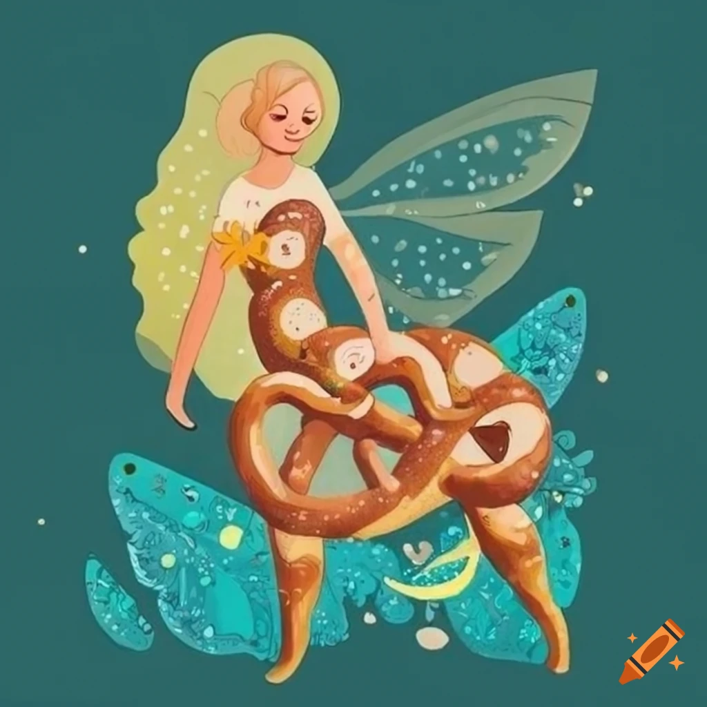 Mid Century illustration of soft pretzel fairy tales