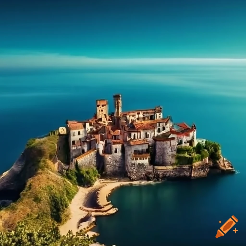 cliffside medieval town above the sea