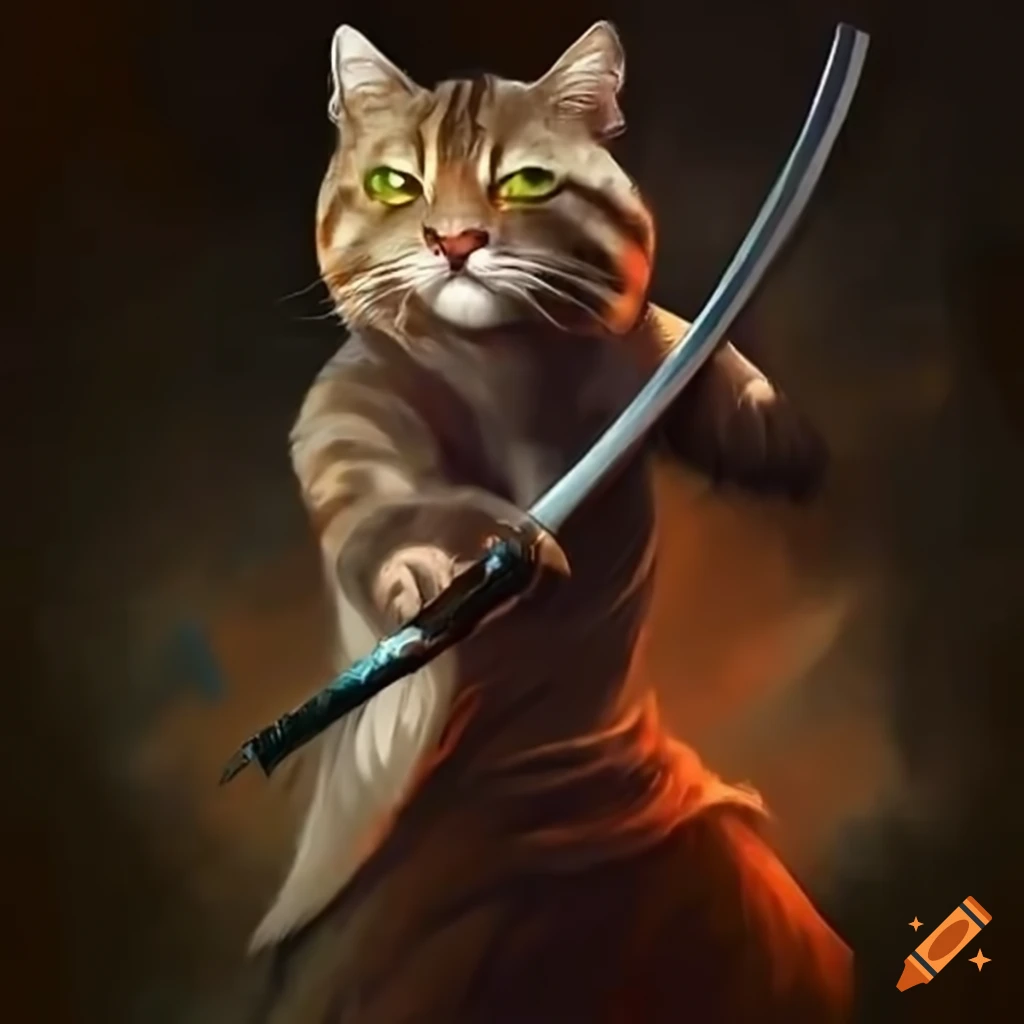image of a fierce feline character with a katana