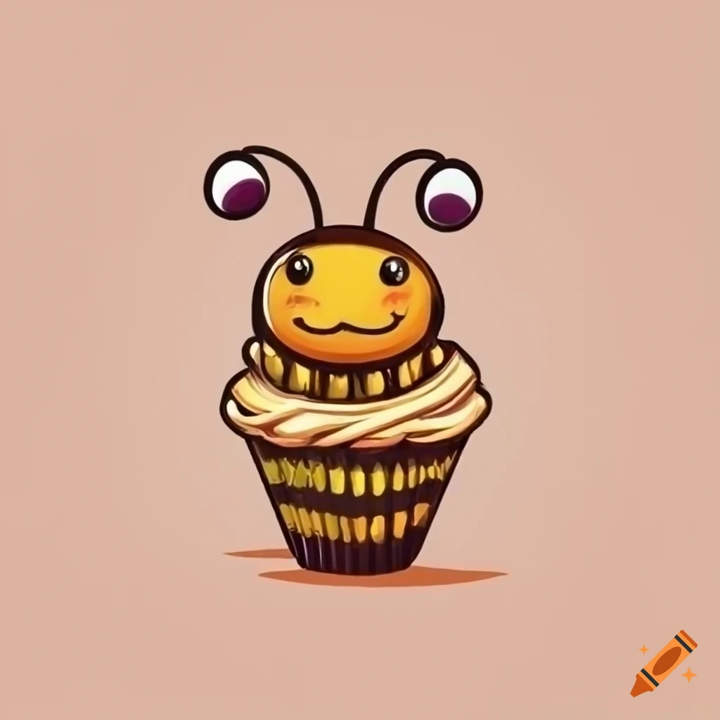 cute bee logo with a cupcake
