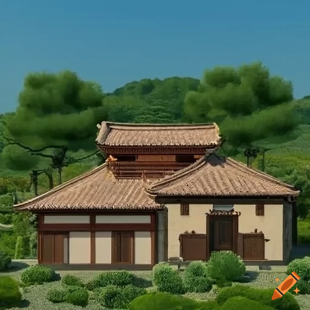 fusion of Tuscan and Japanese architectural elements