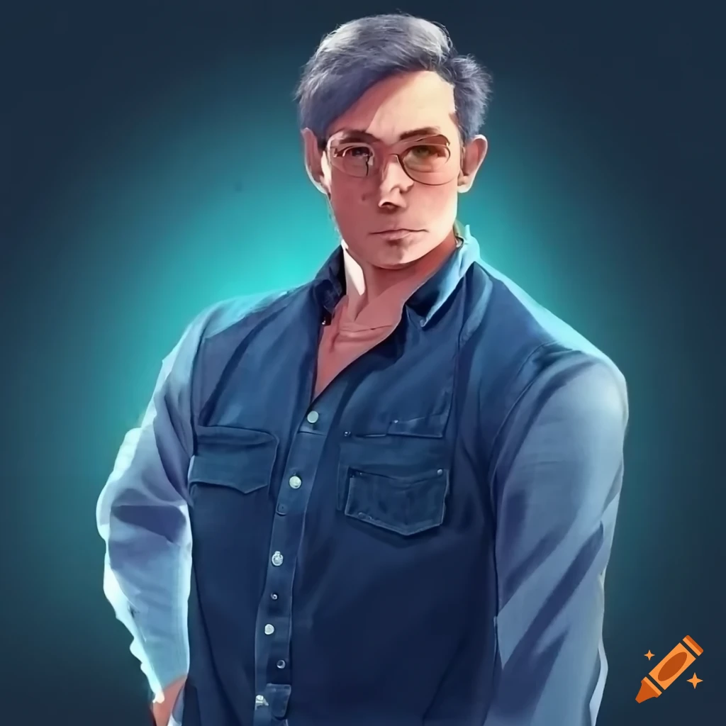 casually dressed businessman in blue jeans and button down shirt
