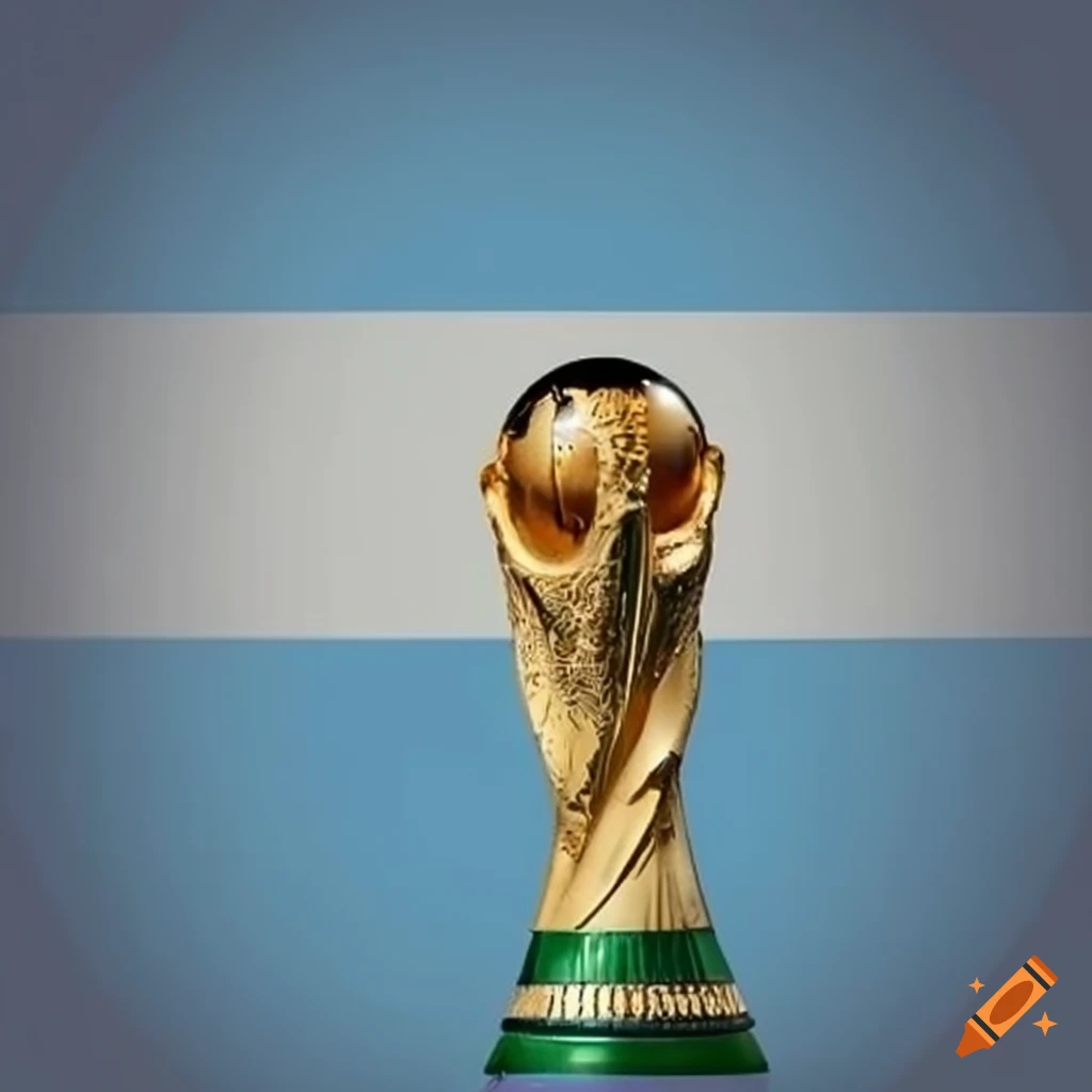 Argentinian flag background with world cup trophy