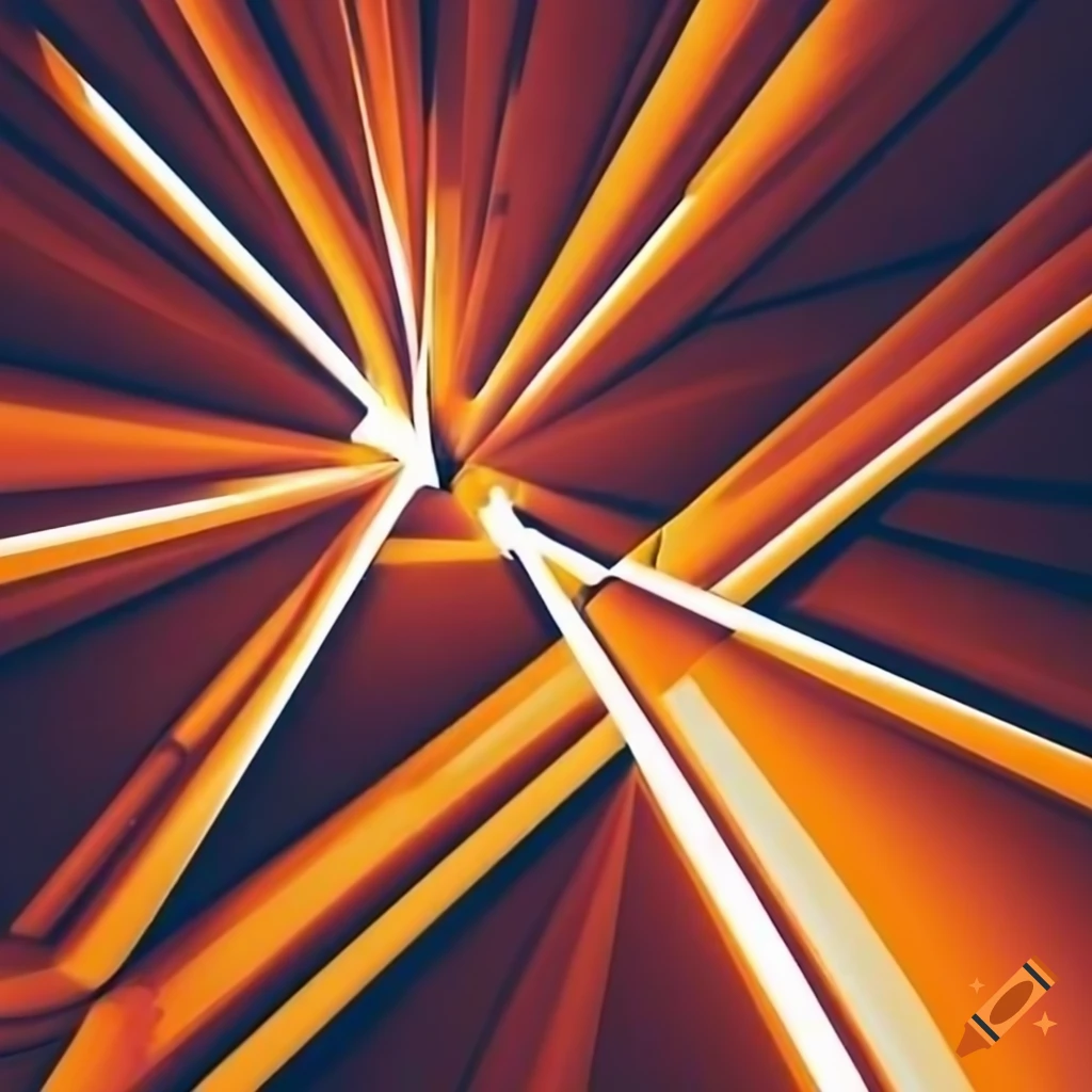 abstract neon beams on orange background