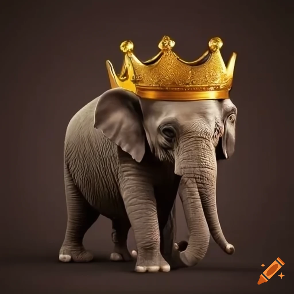 elephant wearing a golden crown