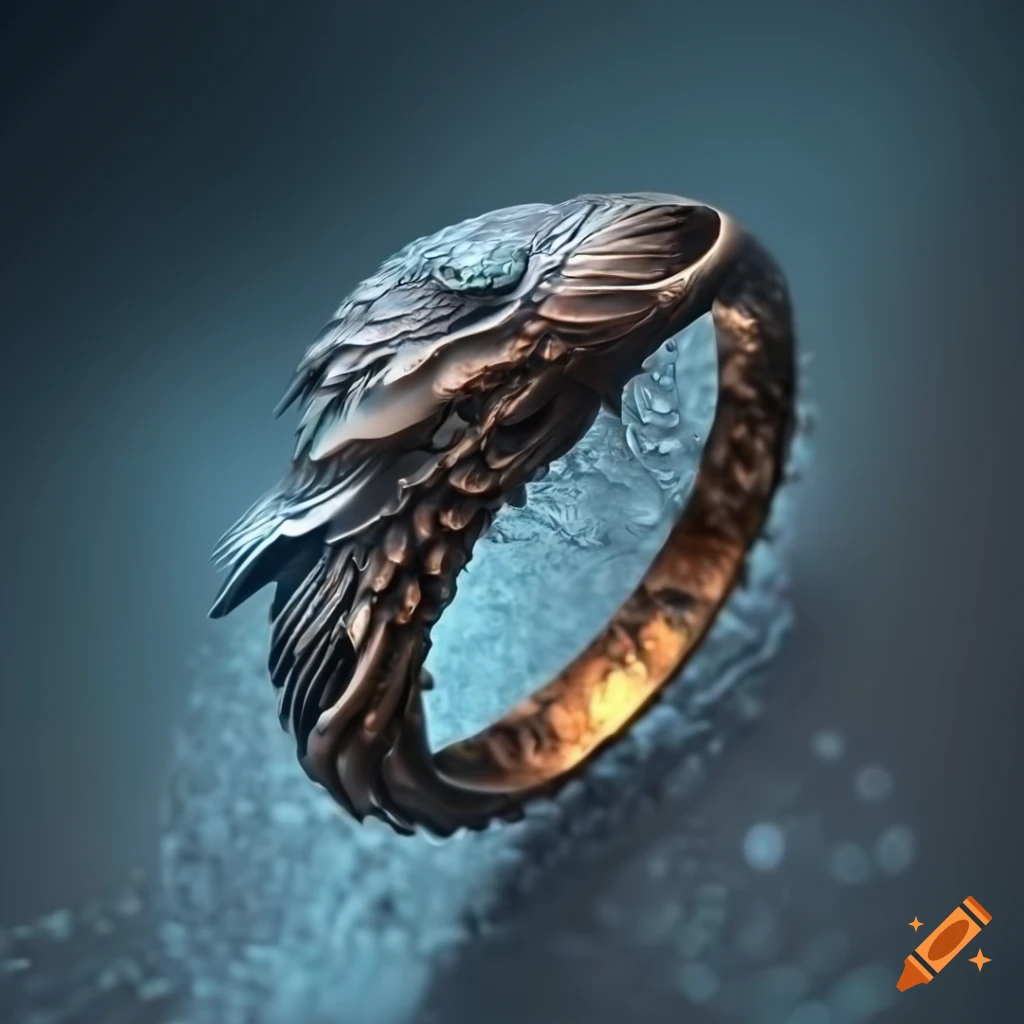bronze ring with raven insignia