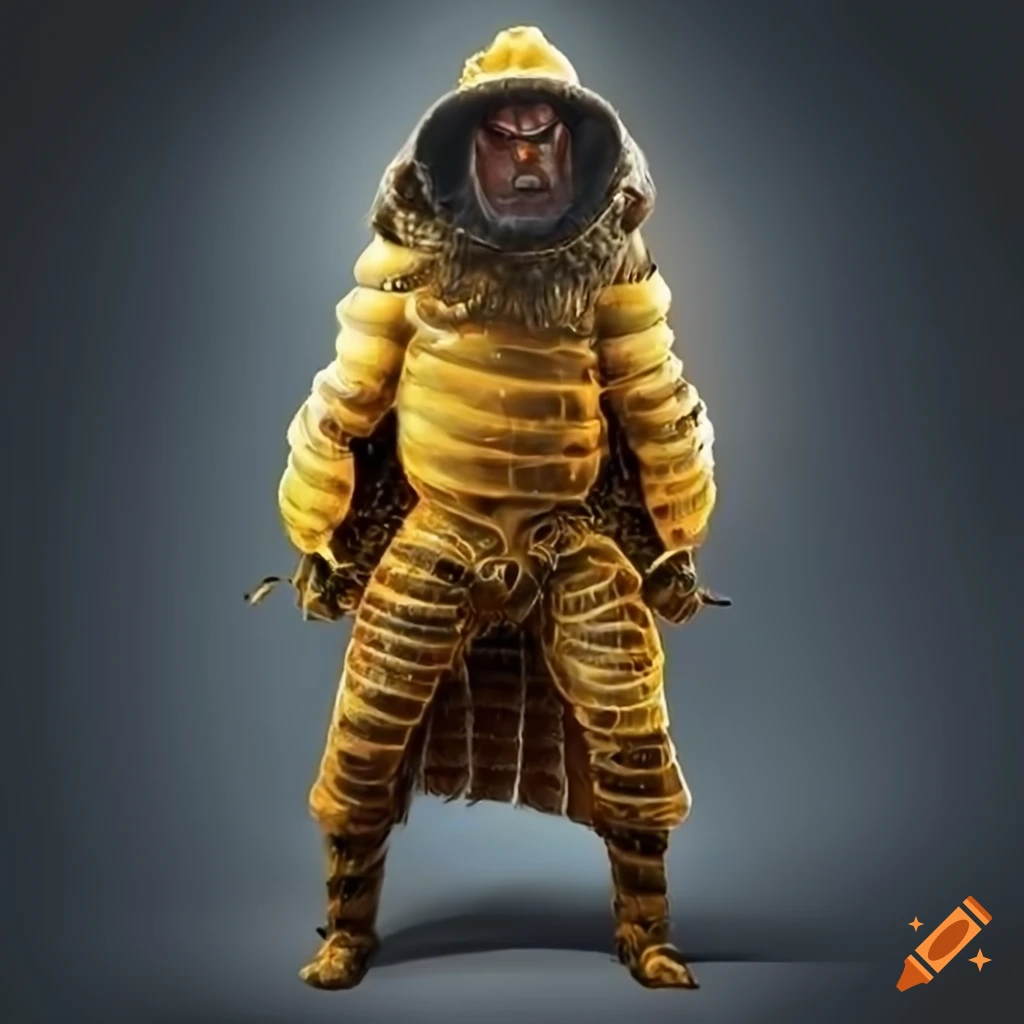 detailed superhero artwork with bee theme