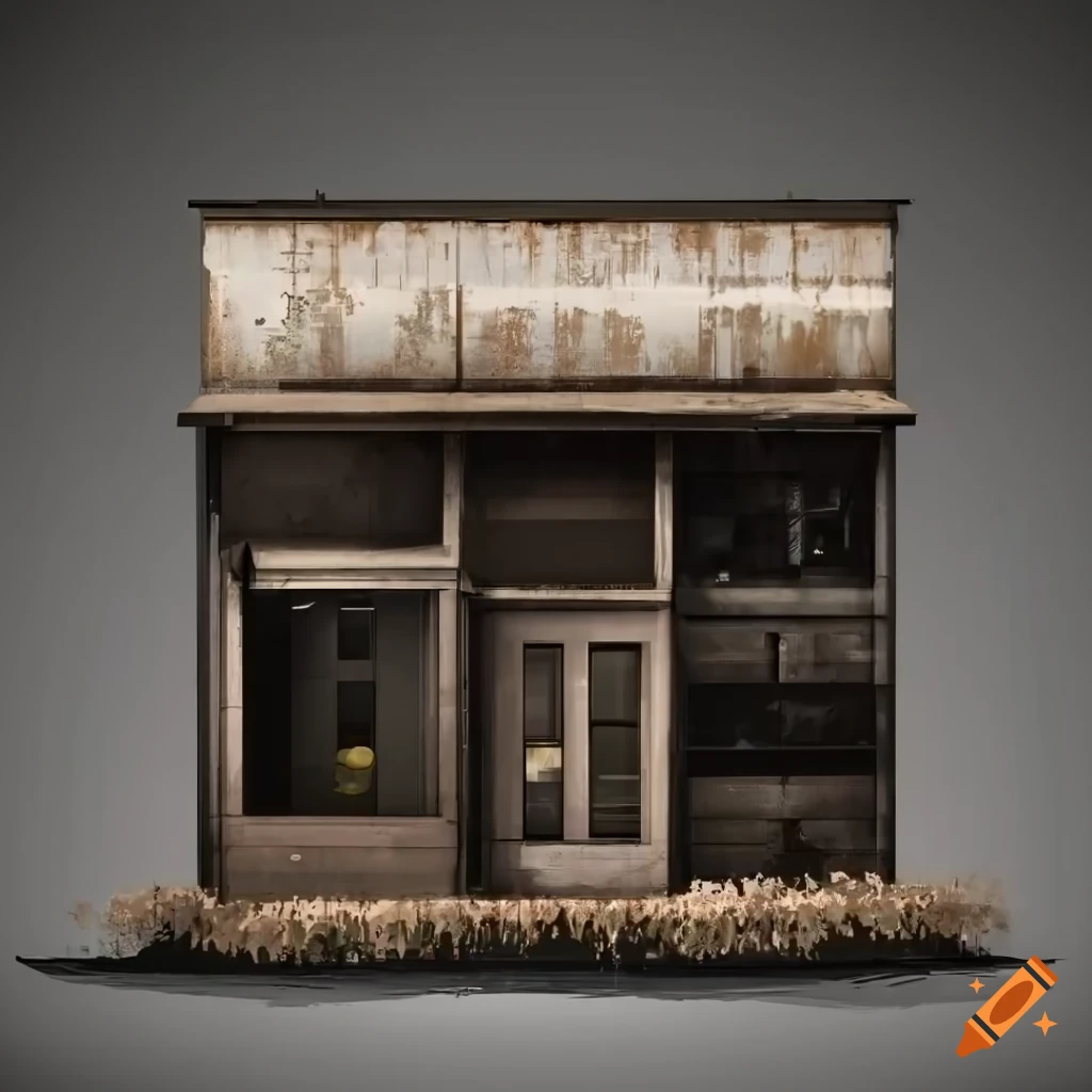 gritty 2D storefront facade in a New York style urban environment