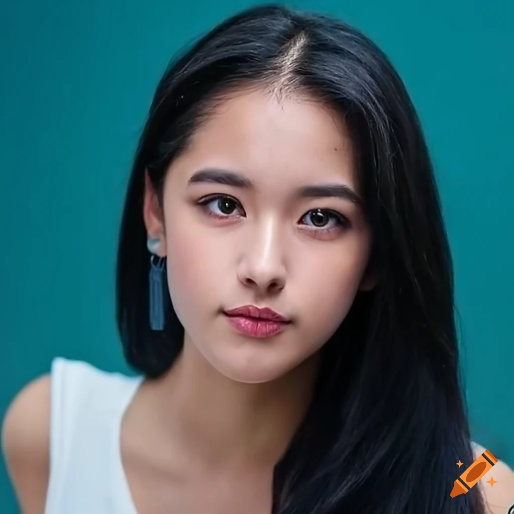 portrait of a determined 14-year-old woman with black hair