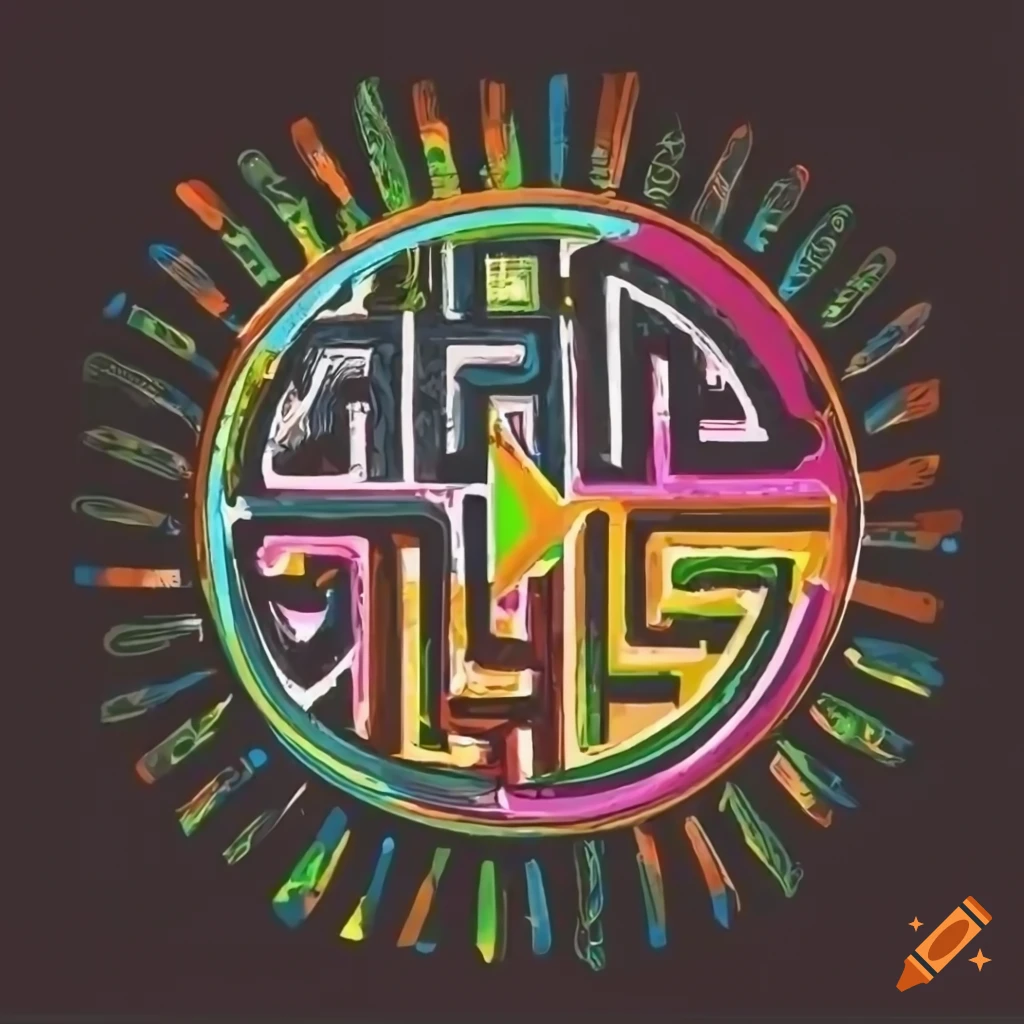 retro labyrinth logo on dark background