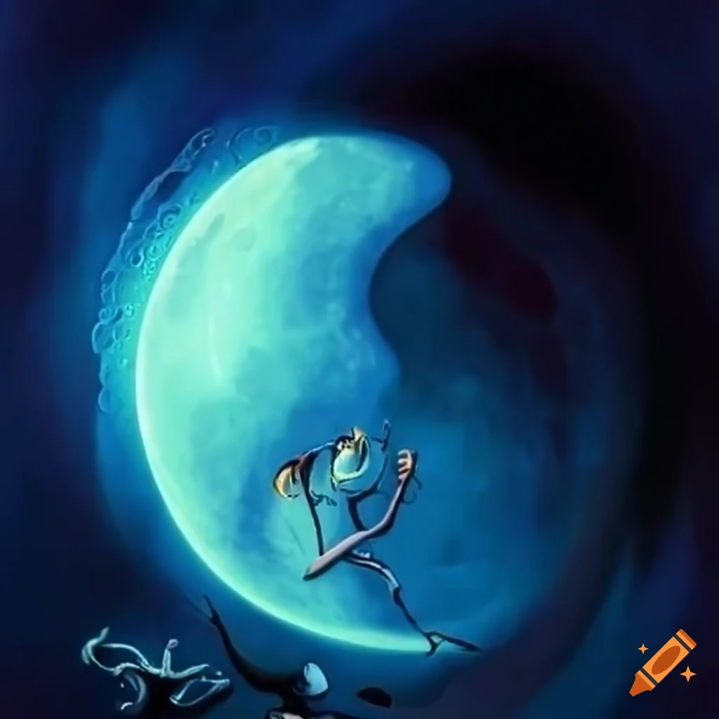 Tim Burton style moon illustration