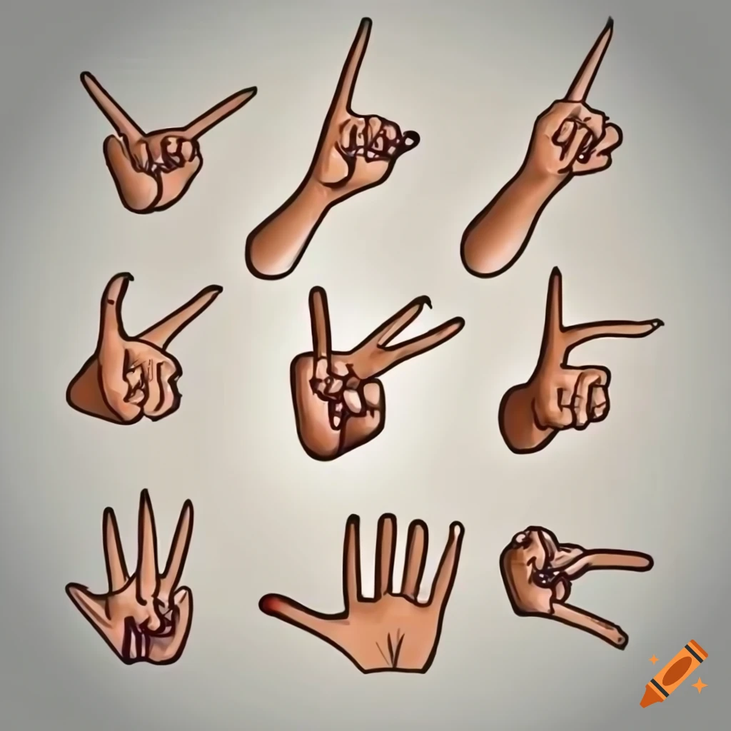 illustration of sign language gestures