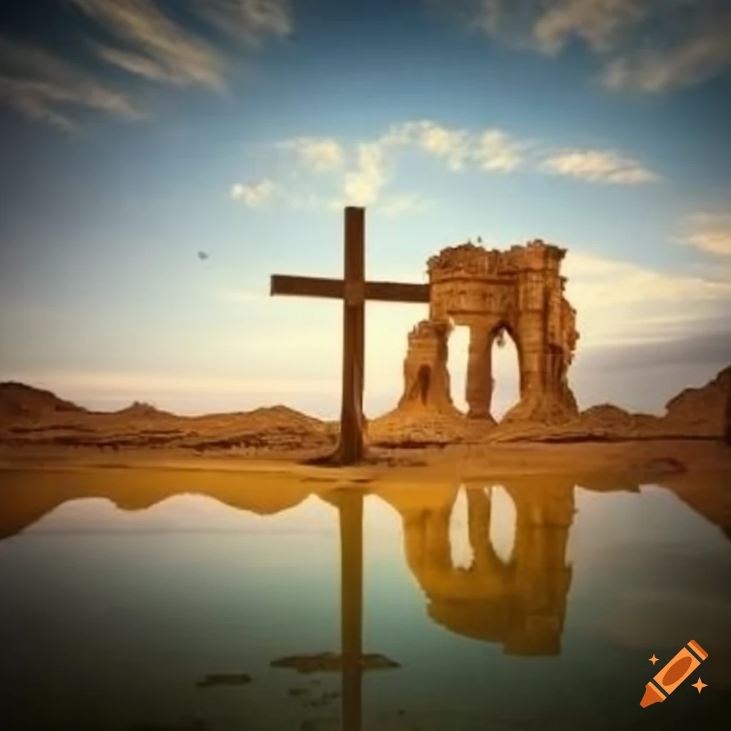 oasis with a cross