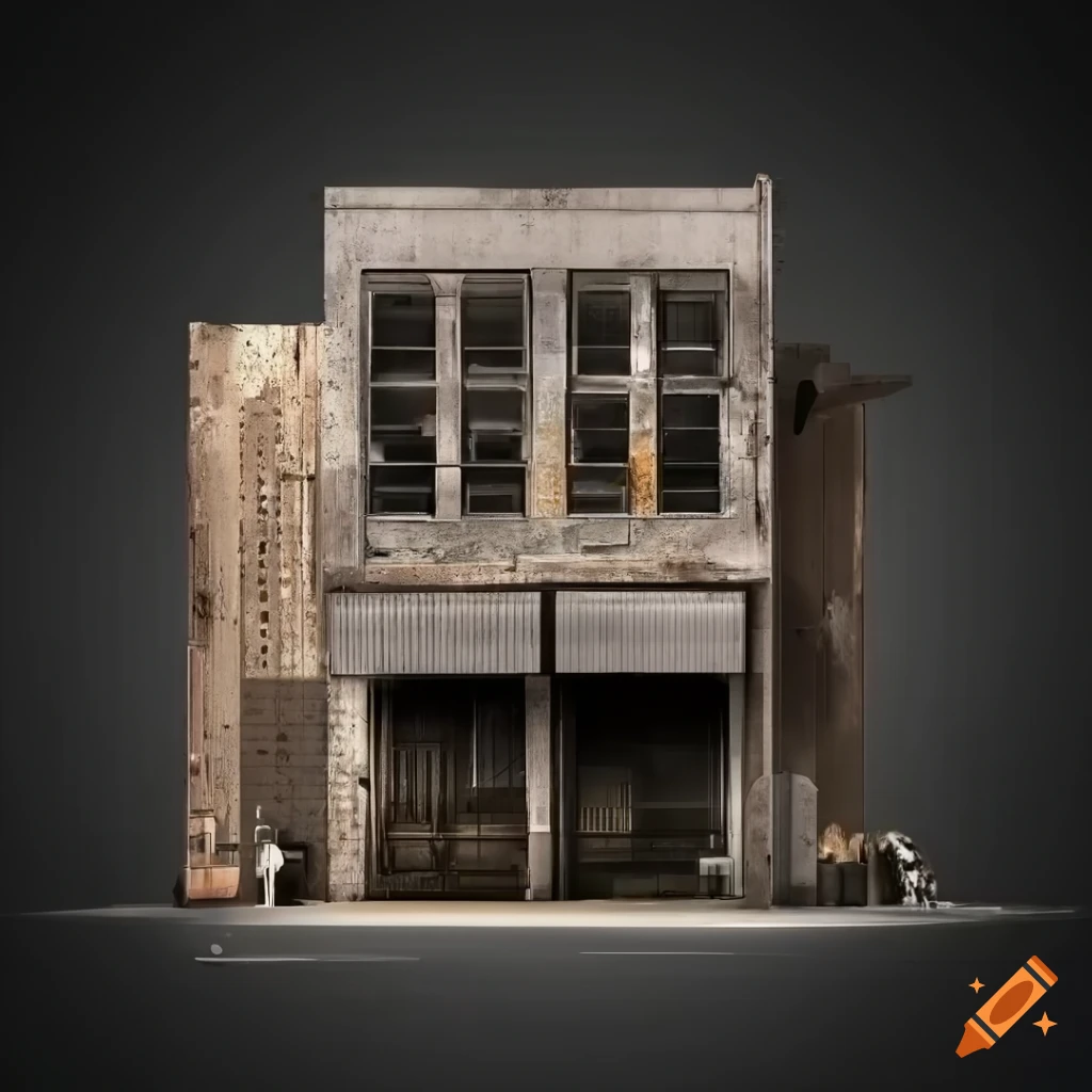 gritty 2D storefront facade in a New York style urban environment