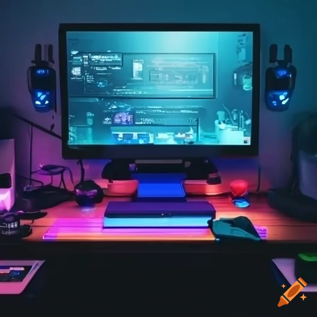 geeky desk setup for Twitch streaming