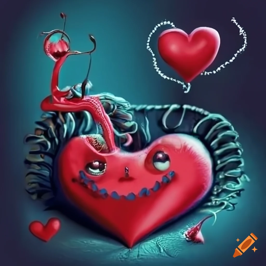 Tim Burton style heart illustration