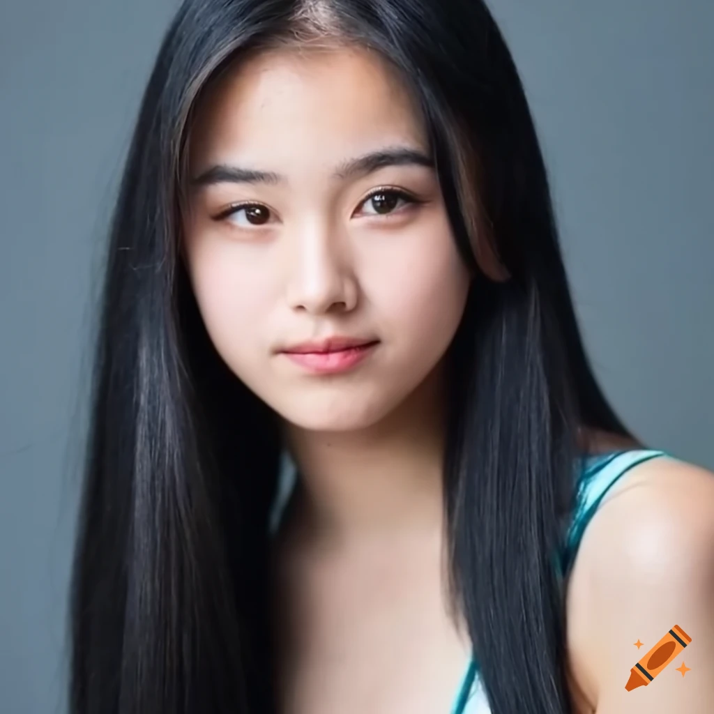 portrait of a determined 14-year-old woman with black hair
