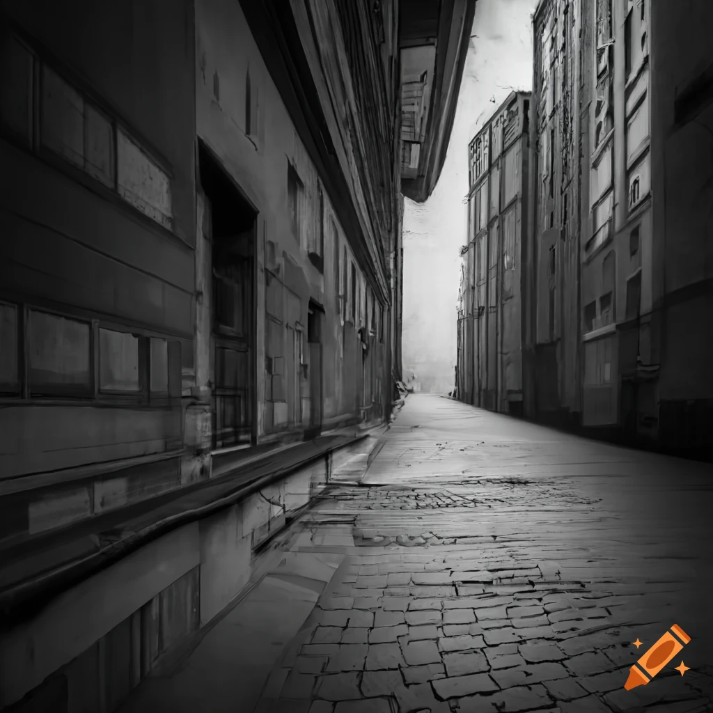 image of a futuristic alley with shadows