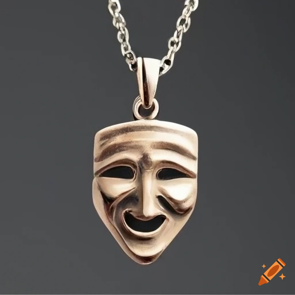 necklace with theater mask pendant