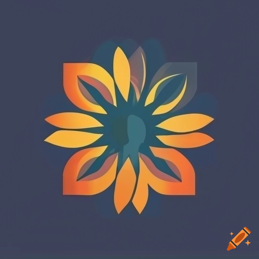 modern geometric sunflower logo design