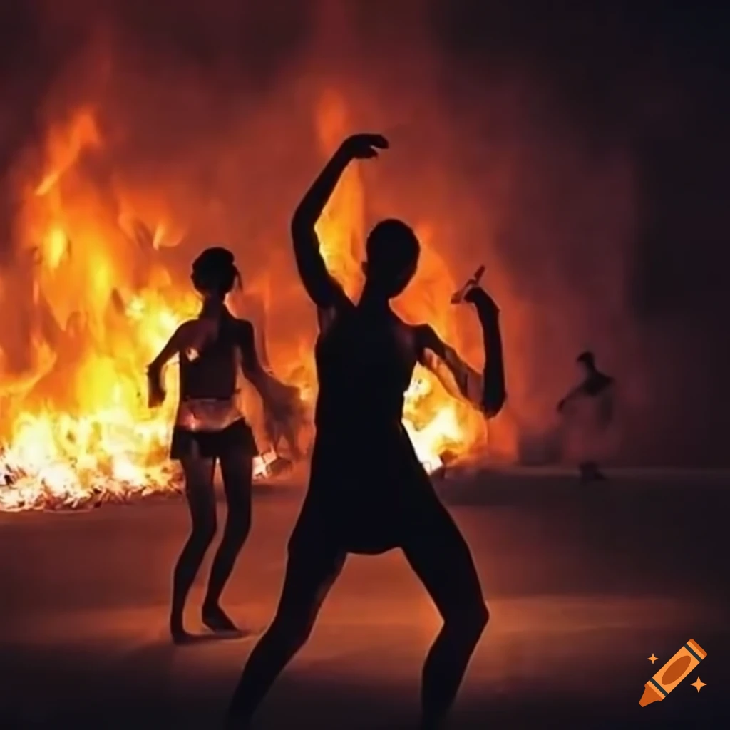 imagen de una danza aborigen alrededor de un fogón