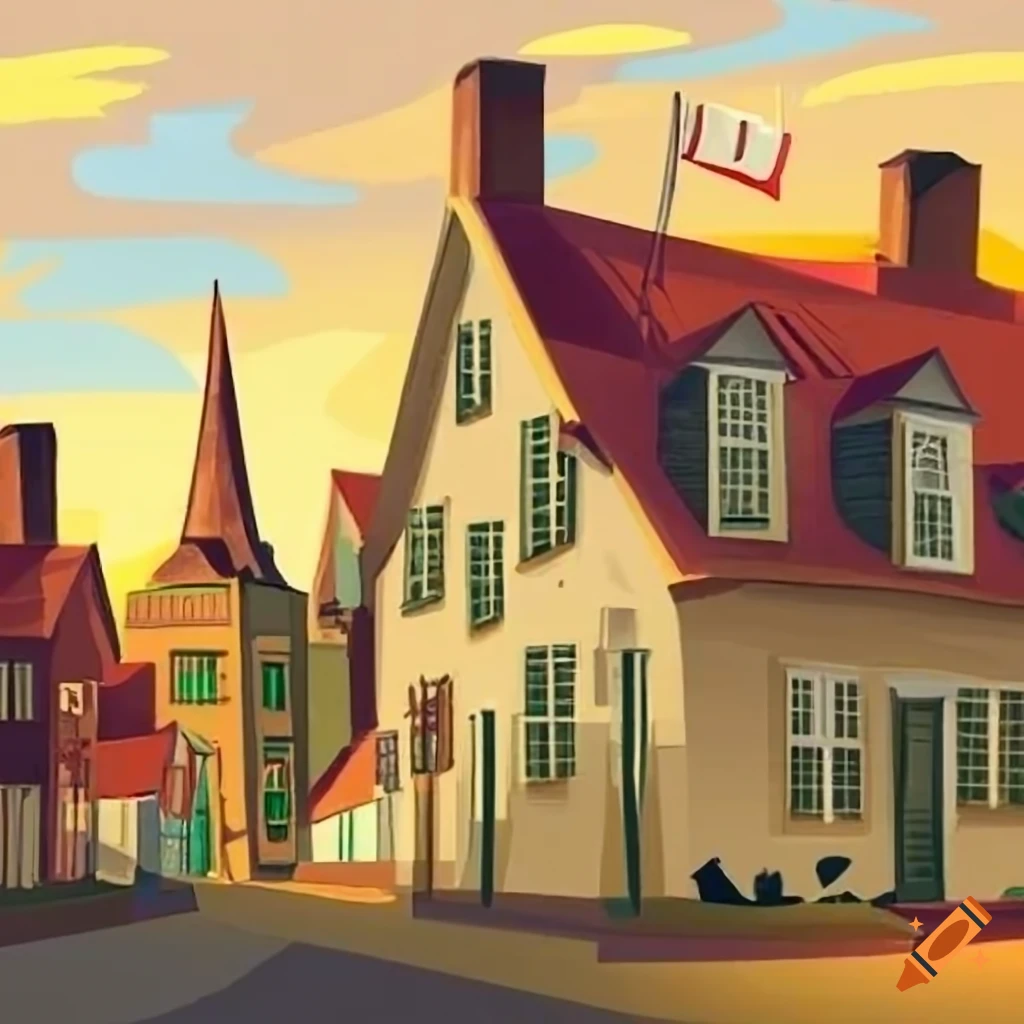 clipart of a colonial town