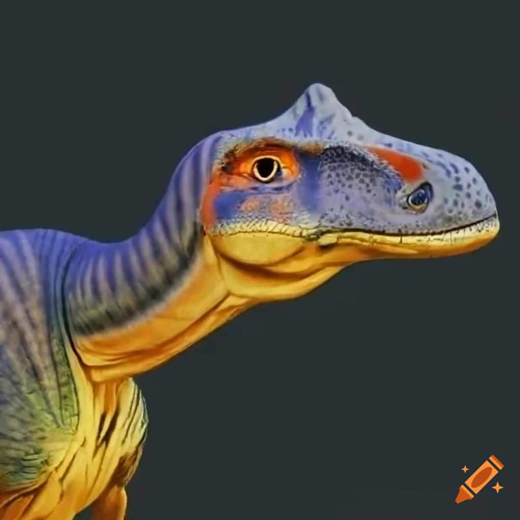 artistic depiction of a striped duckbilled dinosaur