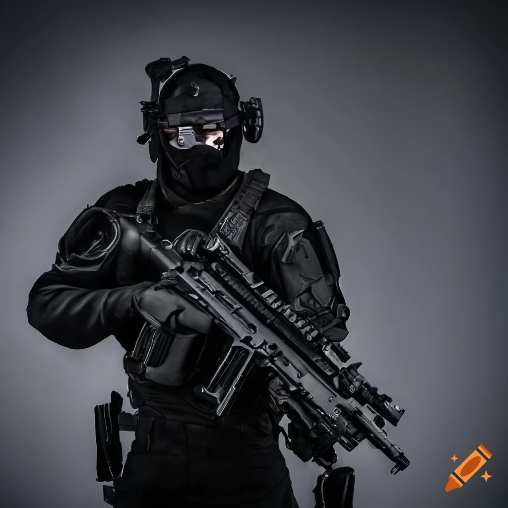 image of a heavily armed elite guard in a facility