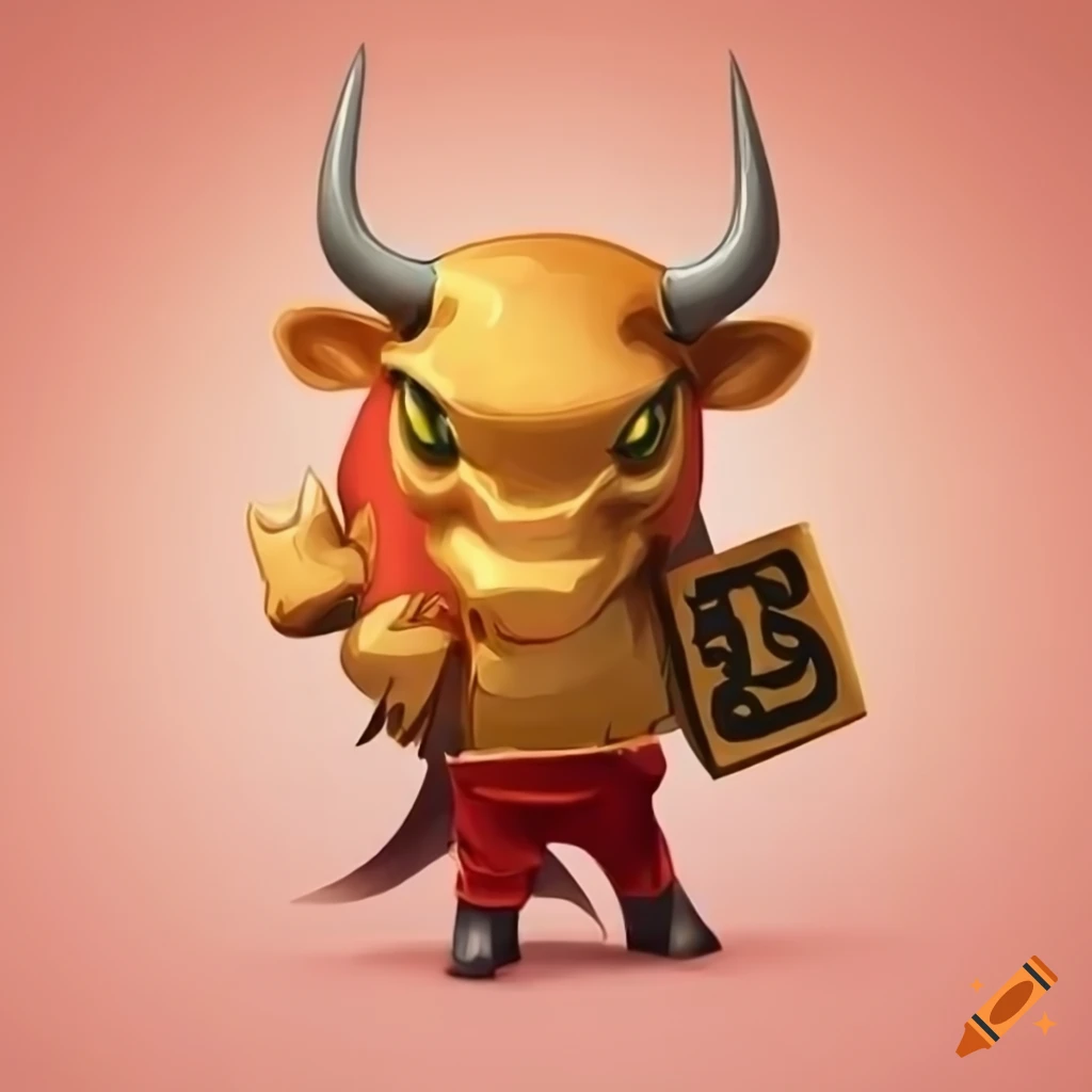 crypto bull character illustration