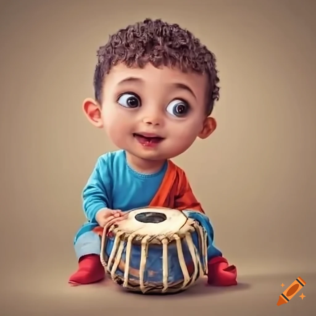 young boy playing tabla