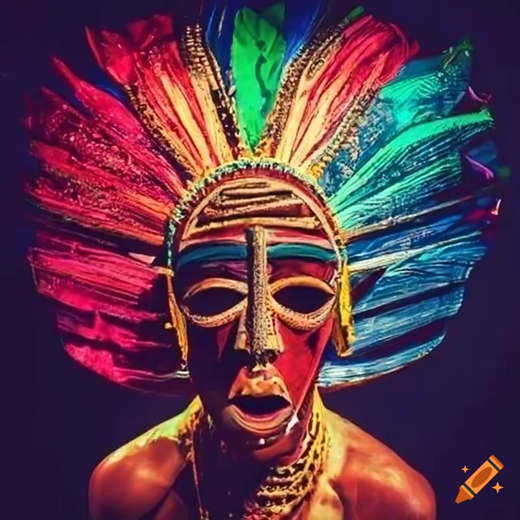 African masks in a trance dance