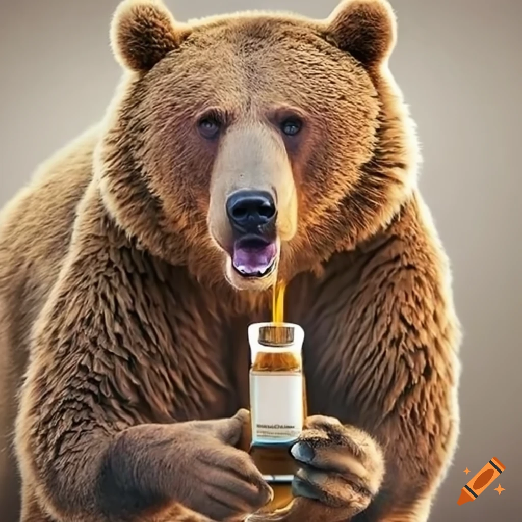 bear holding a beer