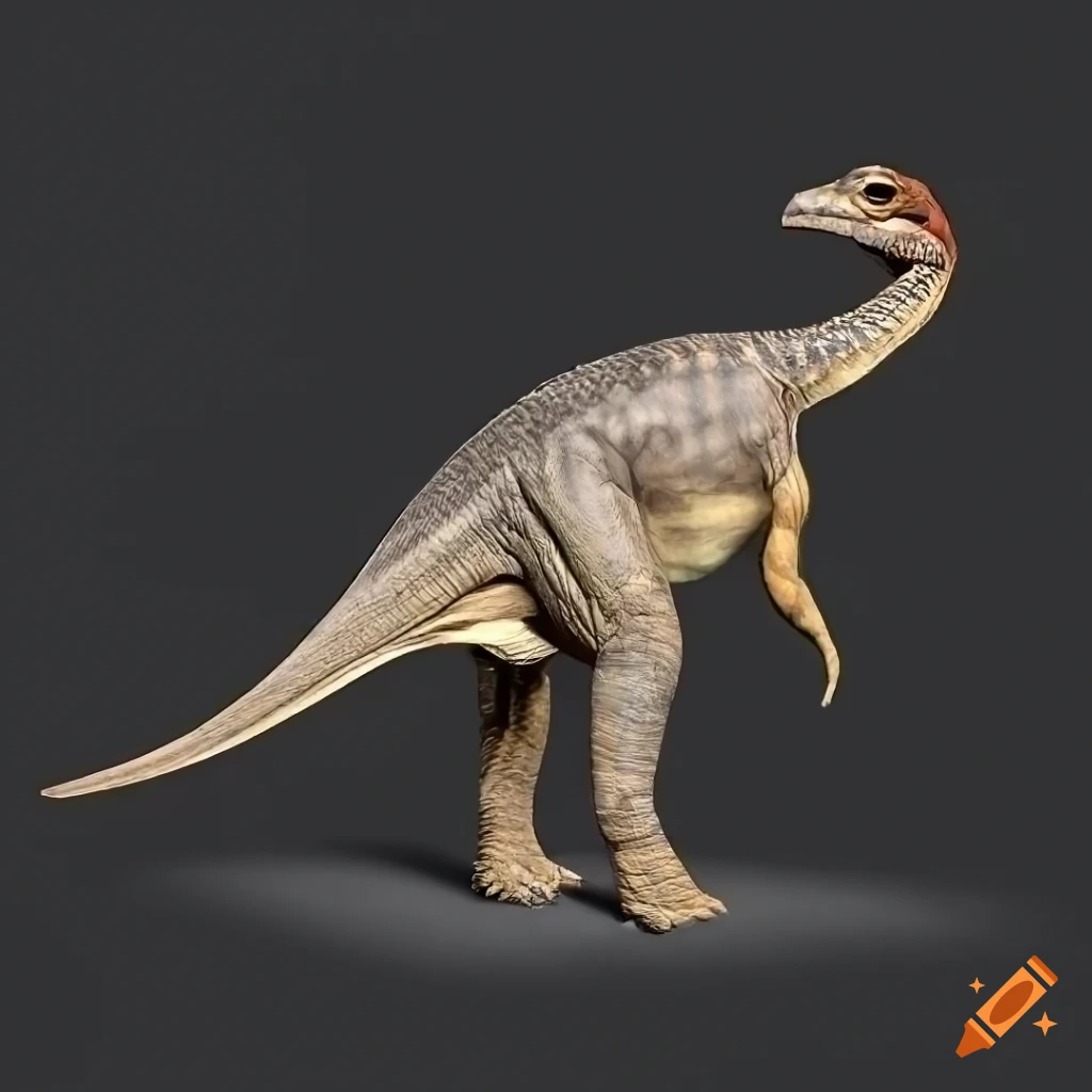 striking illustration of a colorful duckbilled hadrosaur dinosaur