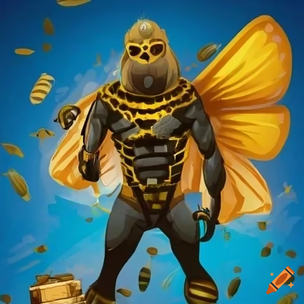 Bee-Man superhero with beekeeper theme
