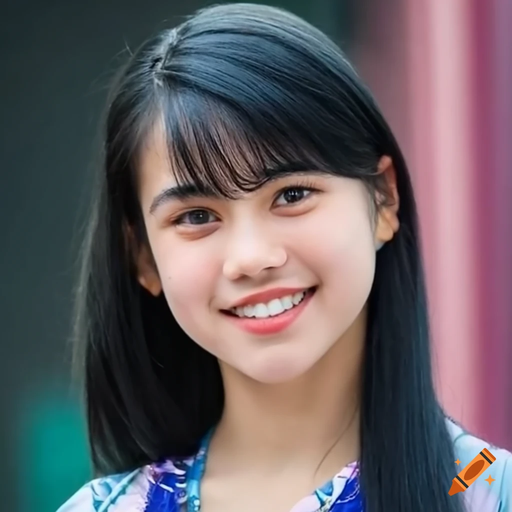 portrait of a determined 14-year-old woman with black hair