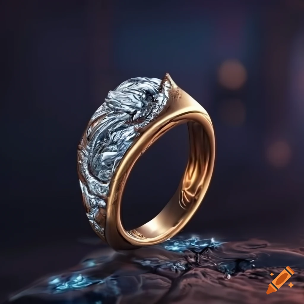 bronze ring with raven insignia