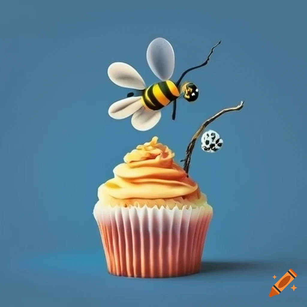 unique logo design with bee and cupcake combination