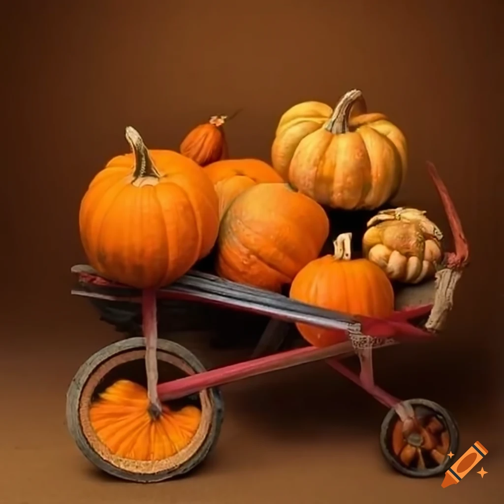 cart full of pumpkins